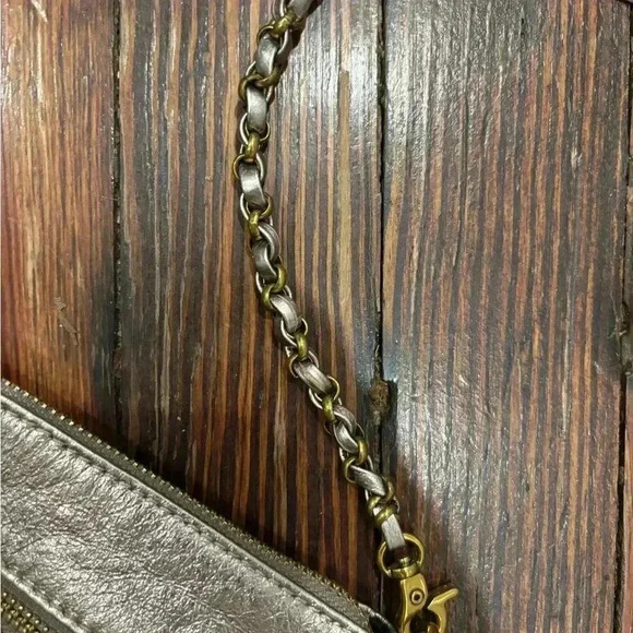 Elliott Lucca Messina 3 Zip Leather Crossbody Bag Metallic Handbag Clutch Purse - Picture 4 of 8